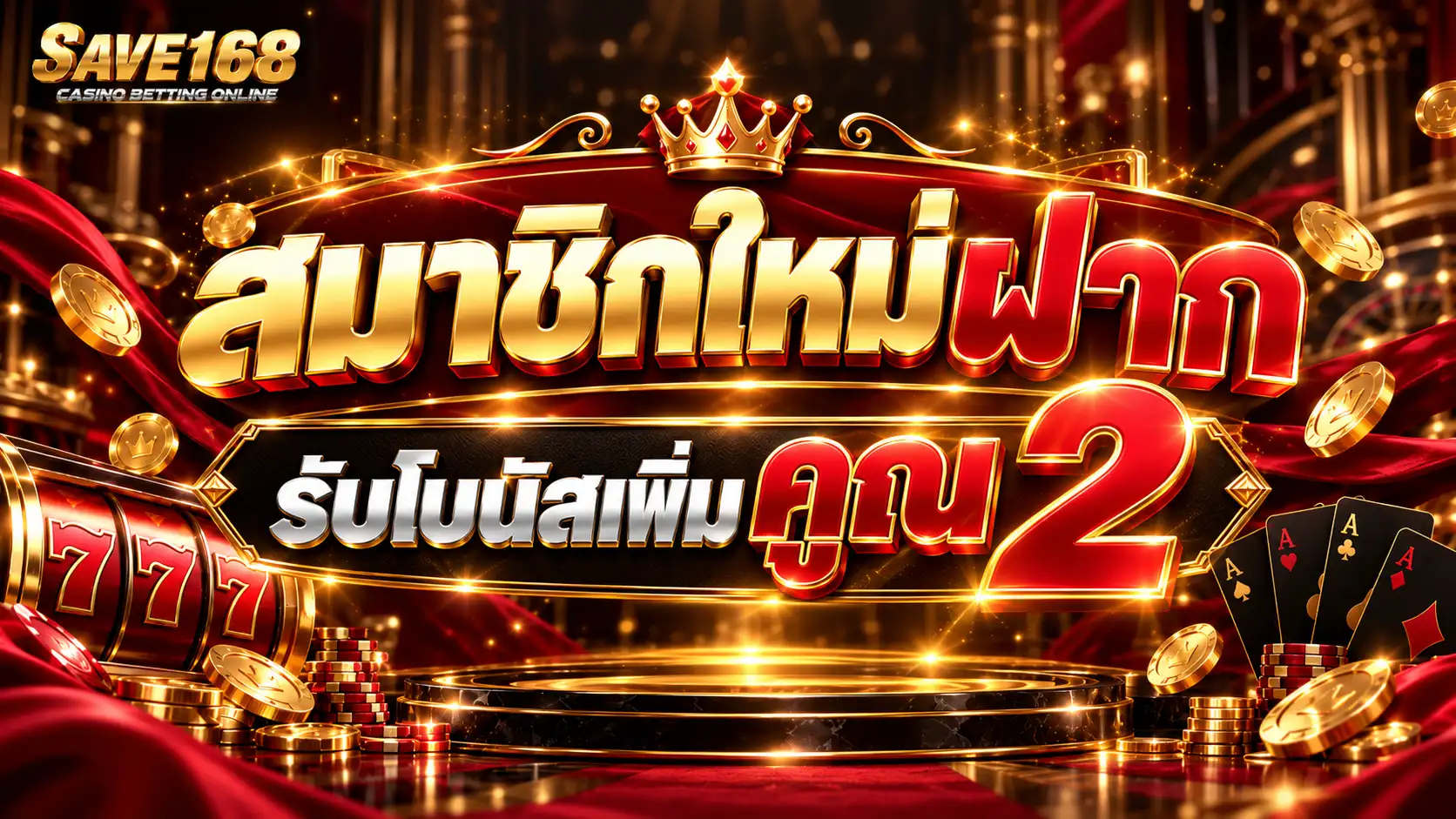 SAVE168 โปรสมาชิกใหม่ฝากรับโบนัสเพิ่มคูณ 2
